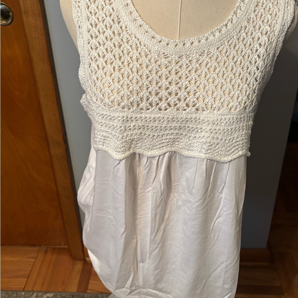 Brand New with Tags LOFT White Crochet Sleeveless Top -Medium